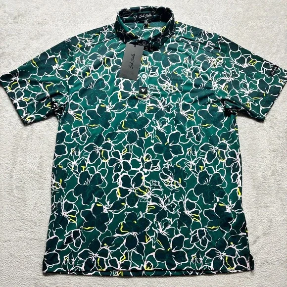 NWT Bad Birdie Polo Azalea Collection Golf Shirt Mens M Geometric Floral MSRP$84 - Picture 2 of 5